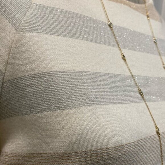 Maeve Helsa Metallic Striped Ruffle Sleeve top medium - Picture 8 of 13